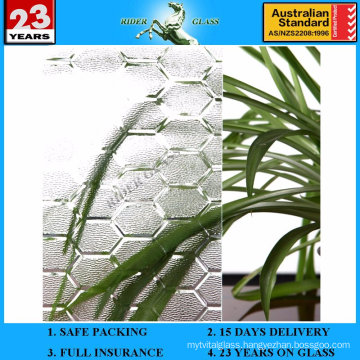 3-8mm Clear Beehive Patterned Glass with AS/NZS2208: 1996